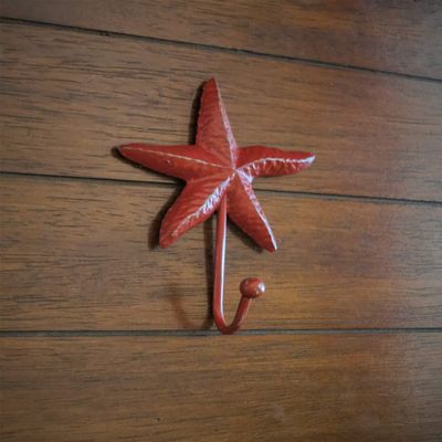 Starfish Wall Hook Metal Wall Hanger Towel Hook Colonial Red or Pick Color