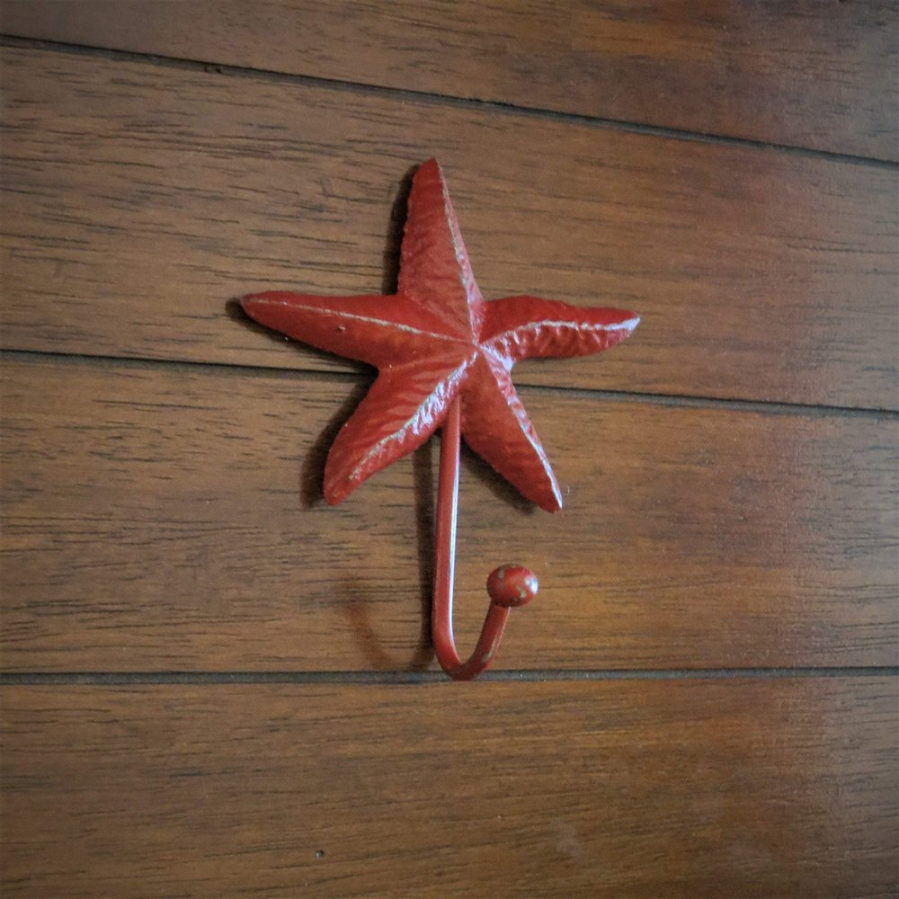 Starfish Wall Hook Metal Wall Hanger Towel Hook Colonial Red or Pick Color