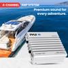 Pyle 2.1 Bluetooth Marine Amplifier Receiver - Waterproof 4 Channel Wireless Bridgeable Audio Amp for Stereo Speaker with 400W Power Dual MOSFET Supply, GAIN Level & LED Indicator, Black - PLMRA410BT view 3