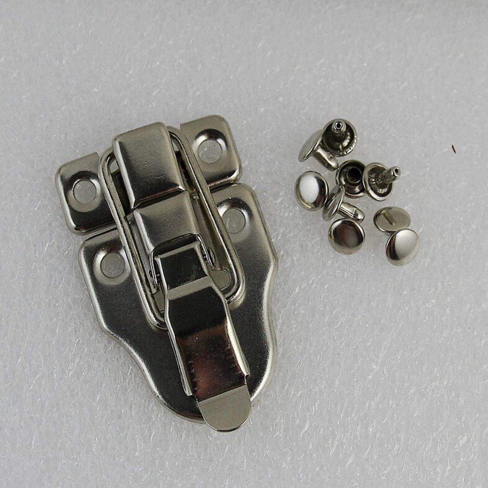 WellieSTR 5 Units Toggle case Catch Boxes Chest Trunk Tool Box Suitcase Closure Clasp Latch with Rivets (Silver)