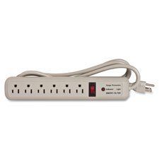 Strip Surge Protector,1080 Joules, 6 Outlets, 6' Cord, Putty, Sold as 1 Each