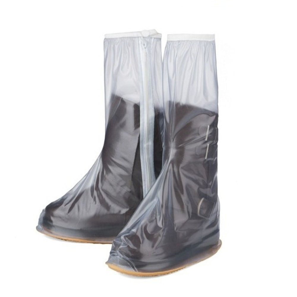 Outdoor Rain Shoes Slip Resistant Thick Waterproof Boots Shoes Cover (White, L)