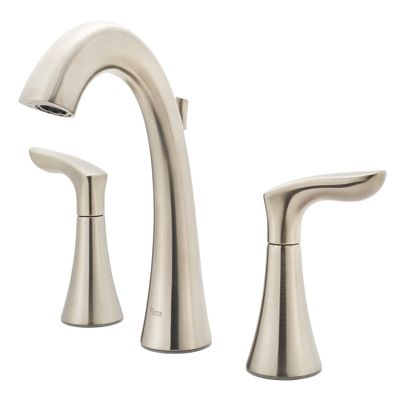 Pfister Weller Widespread Bathroom Sink Faucet 3 Hole Double Handle Brushed Nickel Vanity Faucet with Pop-Up Drain Assembly WaterSense Certified Leak-Free LG49WR0K
