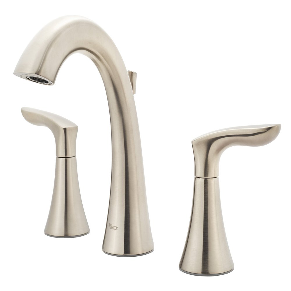 Pfister Weller Widespread Bathroom Sink Faucet 3 Hole Double Handle Brushed Nickel Vanity Faucet with Pop-Up Drain Assembly WaterSense Certified Leak-Free LG49WR0K
