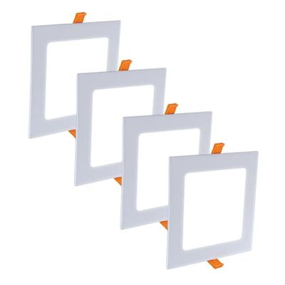 ZEEZ 4 Pack LED Recessed Lighting 4 Inch (OD 4.60" / ID 3.95"), 6W Square Ceiling Down Light Fixture, Dimmable Canless Natural/Neutral White Can Lights, Ultra-Thin Panel Pot Wafer Pancake Downlight