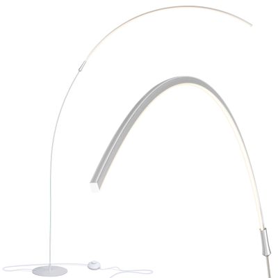 Brightech Sparq Arc Floor Lamp - Sleek, Minimalist Curved LED Standing Lamp for Living Room, Office Desk, Arches Over Bed and Sofa for Reading, Bright & Dimmable Task Light - Silver
