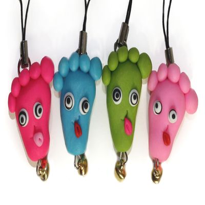 Lucore Wacky Feet Clay Figurine Phone Charms w Dust Plug - 4 pc Set