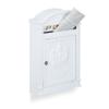 Relaxdays Antique Letterbox, 44.5 x 31 x 9.5 cm, English-Style Wall-Mount Mailbox, Cast Aluminum, for DIN A4 Letters, with Roof, White view 1