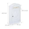 Relaxdays Antique Letterbox, 44.5 x 31 x 9.5 cm, English-Style Wall-Mount Mailbox, Cast Aluminum, for DIN A4 Letters, with Roof, White view 4