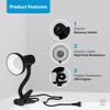 Xtricity LED Clip on Desk Lamp with 360 Flexible Gooseneck, Reading Light for Bed Headboard 6W A19 Bulb Included, 120V, On/Off Switch, 10.25 Height Table Lamp with Black Finish view 2
