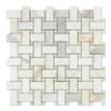 Calacatta Gold (Italian Calcutta) Marble Basketweave Mosaic Tile with Calacatta Gold Marble Dots, Honed view 1