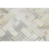 Calacatta Gold (Italian Calcutta) Marble Basketweave Mosaic Tile with Calacatta Gold Marble Dots, Honed view 2