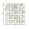 Calacatta Gold (Italian Calcutta) Marble Basketweave Mosaic Tile with Calacatta Gold Marble Dots, Honed view 3