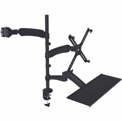 CTA Digital: 2-in-1 Adjustable Monitor Tablet Mount Stand with Keyboard Tray, black (PAD-2AMTK)