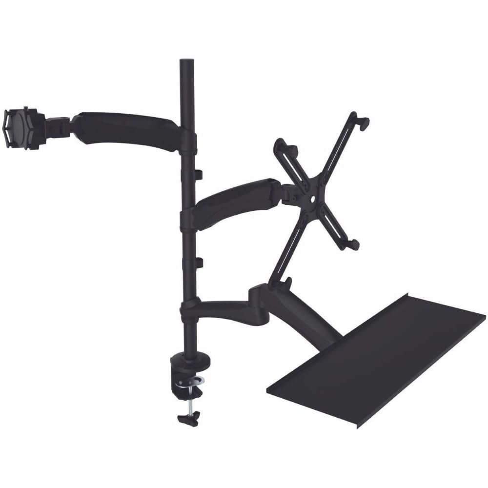 CTA Digital: 2-in-1 Adjustable Monitor Tablet Mount Stand with Keyboard Tray, black (PAD-2AMTK)