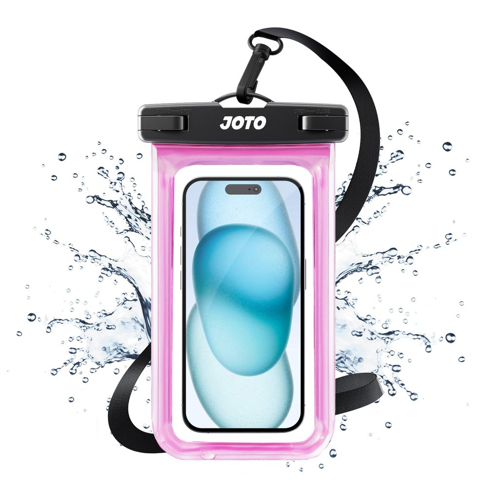 JOTO Up to 7" Universal Waterproof Phone Case for iPhone 17 Air 16 15 14 13 12 11 Plus Pro Max, IPX8 Cellphone Dry Bag XR X SE, Galaxy S23 S22 S21 S20+ S20 S10 Plus Note, Pixel -Pink