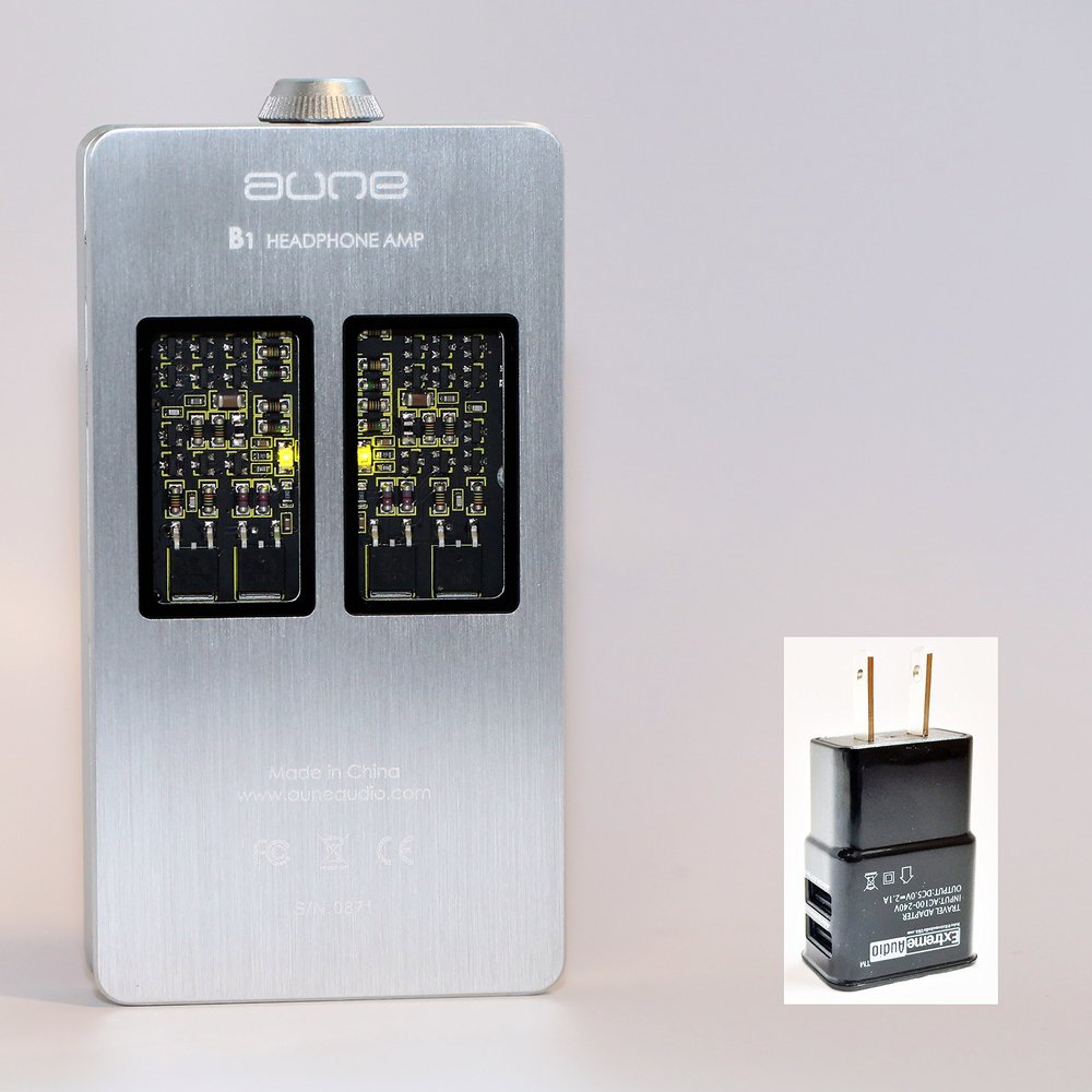 Aune B1 Portable HiFi Headphone Amplifier Silver with Extreme Audio High Speed USB Charger