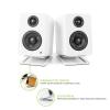 Kanto S2 Tilted Desktop Speaker Stands for Small Speakers & Compact 2-3 Studio Monitors | Supports 6 lbs | Damping Foam Padding | White, Pair view 2