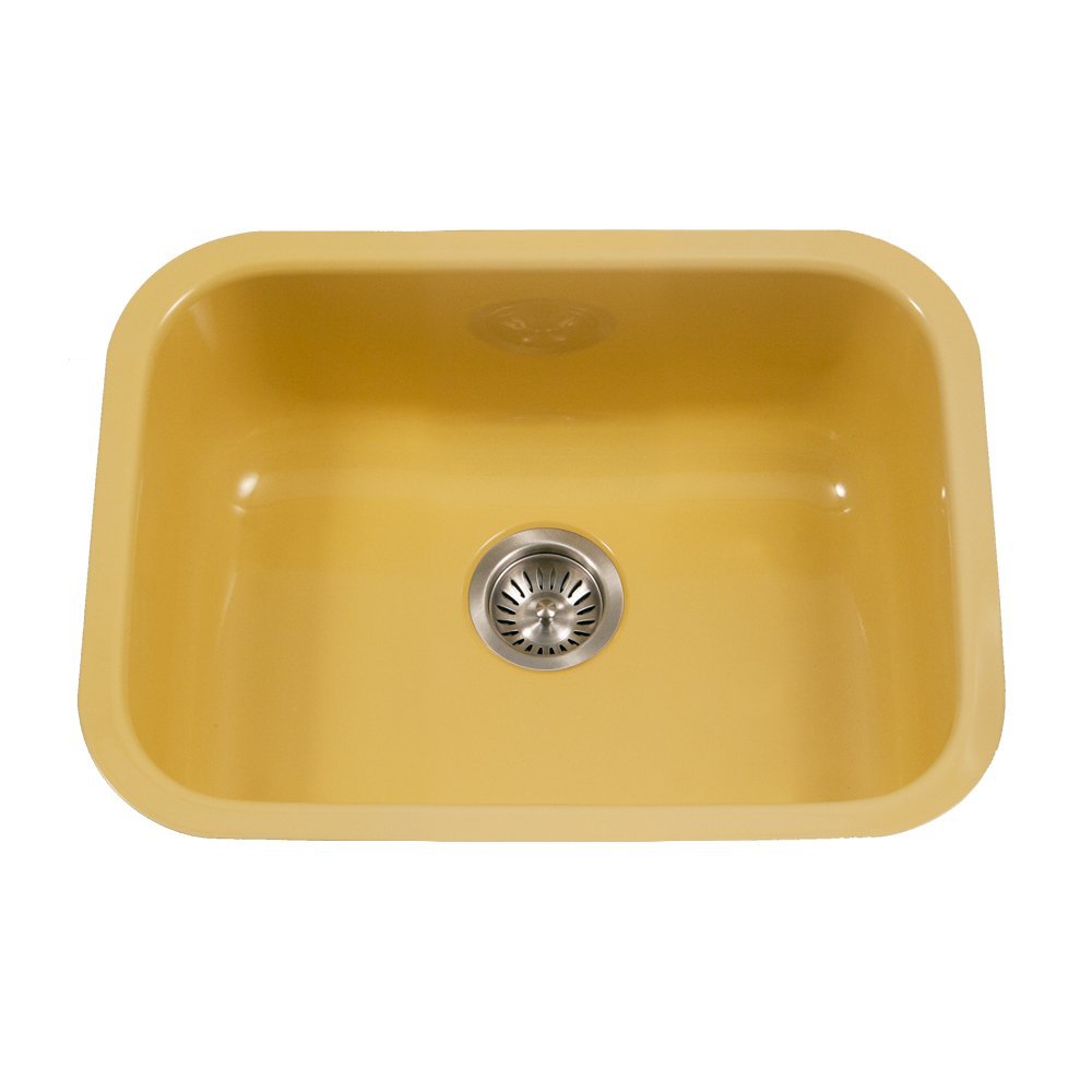Houzer PCS-2500 LE Porcelain Enamel Steel Undermount 22-3/4" x 17-3/8" Single Bowl Kitchen Sink, Lemon