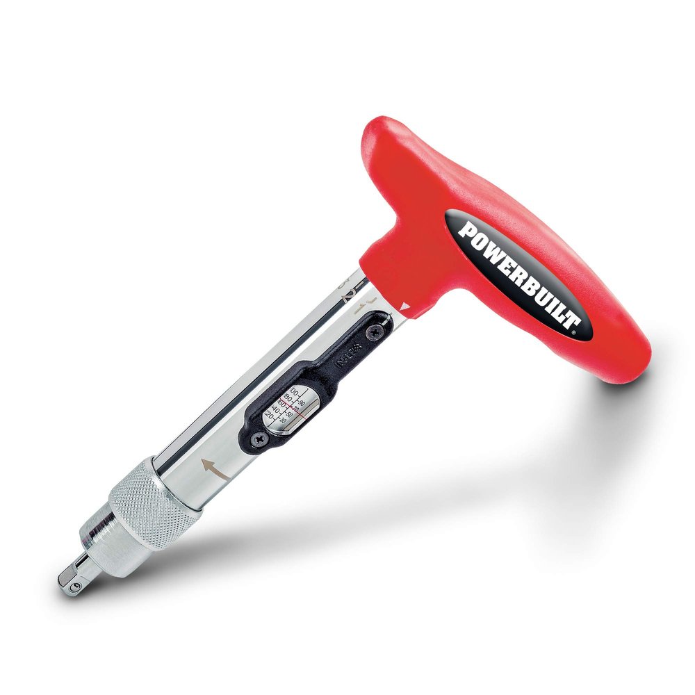 Powerbuilt 1/4 inch Drive Ratcheting T-Handle Torque Wrench, 20-100 in. lb. Range, Easy to Set and Lock in Place, for TPMS Systems and Bike Repair Assembly, Great for Carbon Fiber Handlebars - 649971