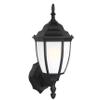 Generation Lighting 89940-12 Bakersville Outdoor Wall Sconce, 1-Light 100 Watts, Black, 15.5 Inch Height, 6.5 Inch Wide, Satin Etched Glass Shades, Wet Rated, Traditional Style view 1