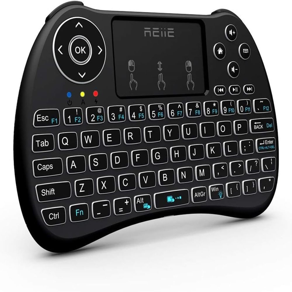 (Backlit Version)REIIE H9+ Mini Keyboard,2.4GHz Wireless Mini Handheld Smart TV Remote Keyboard with Touchpad for PC,Raspberry Pi 2, Pad, Smart TV, Android TV Box, Windows 7 8 10Not Suport Bluetooth