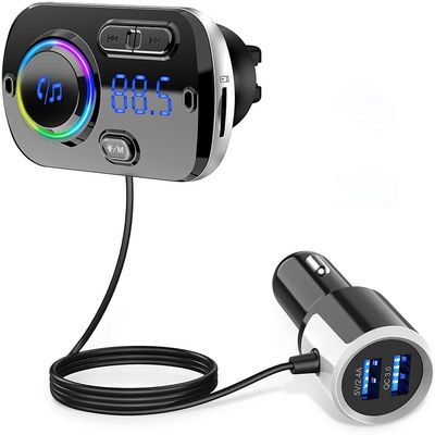 Arestech FM Transmitter Bluetooth 5.0 Hands-Free Car Kit with Quick Charge QC 3.0 Car Radio Adapter with Microphone CVC Noise Reduction