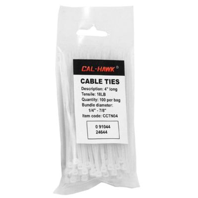 Cal Hawk Tools CCTN04 White Cable Ties