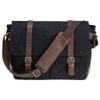 Vintage Genuine Leather Waxed Canvas Briefcase Large Satchel Shoulder Bag Rugged Computer 15.6" Laptop Bag view 1