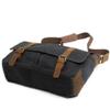 Vintage Genuine Leather Waxed Canvas Briefcase Large Satchel Shoulder Bag Rugged Computer 15.6" Laptop Bag view 2