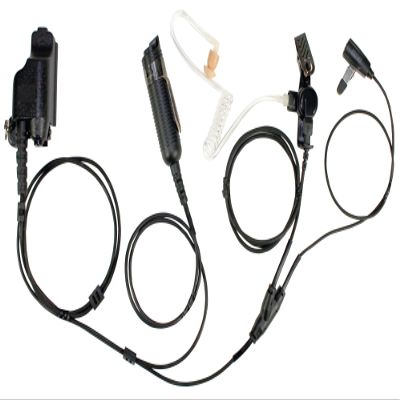 PRYME SPM-3323 3-Wire Spm-3300 Series Heavy Duty 3-Wire Surveillance Kit: Features Acoustic Tube Earphone with Twist Connector, Remote Ptt Switch & Low-Profile Lapel Microphone. Straight Cable, Black