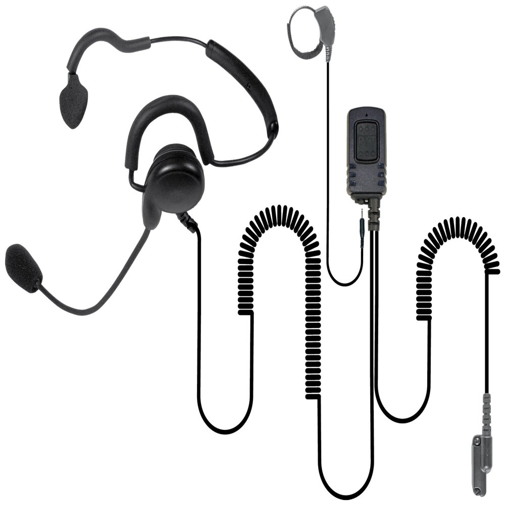 PRYMEBLU SPM-1401 Patriot Spm-1400 Series - Light Weight Headset: Behind-The-Head Headset with Noise-Cancelling Boom Microphone & Earphone, Black