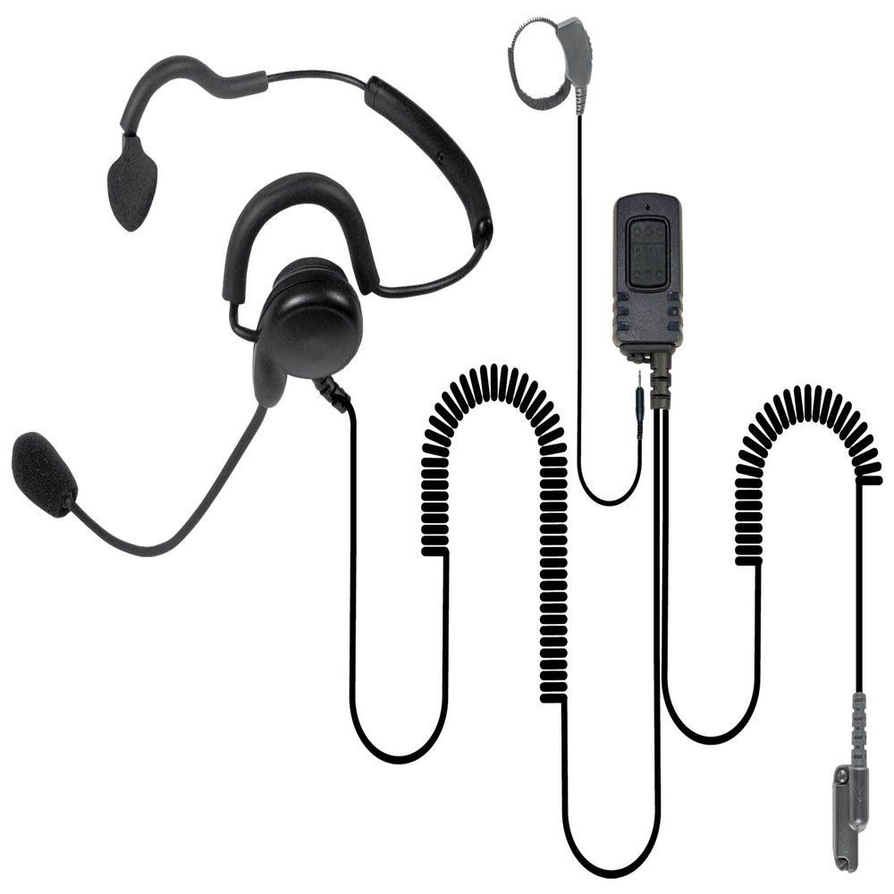 PRYME SPM-1423 Patriot Spm-1400 Series - Light Weight Headset: Behind-The-Head Headset with Noise-Cancelling Boom Microphone & Earphone, Black