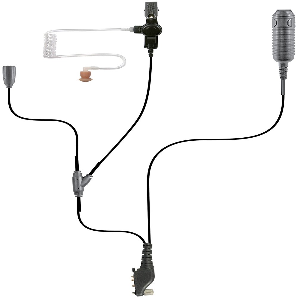 PRYME SPM-3303 3-Wire Spm-3300 Series Heavy Duty 3-Wire Surveillance Kit: Features Acoustic Tube Earphone with Twist Connector, Remote Ptt Switch & Low-Profile Lapel Microphone. Straight Cable, Black