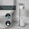 Better Living Ovo Toilet Caddy with Top Shelf, Bathroom Toilet Paper Storage Holder Stand with Dispenser and Reserve for 2 Extra Jumbo Rolls, Metal Freestanding Toilet Paper Roll Holder, Chrome view 2