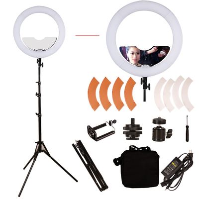 GSKAIWEN 18 inch 65W LED Ring Light Mirror Make Up Beauty Light Studio Video Light Photography Lighting with Stand Bag for Portrait Selfie,Wedding Photography, Night Video,YouTube, Camera/Phone Video