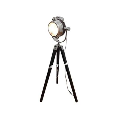 THOR INSTRUMENTS Collectable Nautical Searchlight Light W/Low Floor Black Wooden Tripod Lamp Rustic Vintage Home Decor Gifts