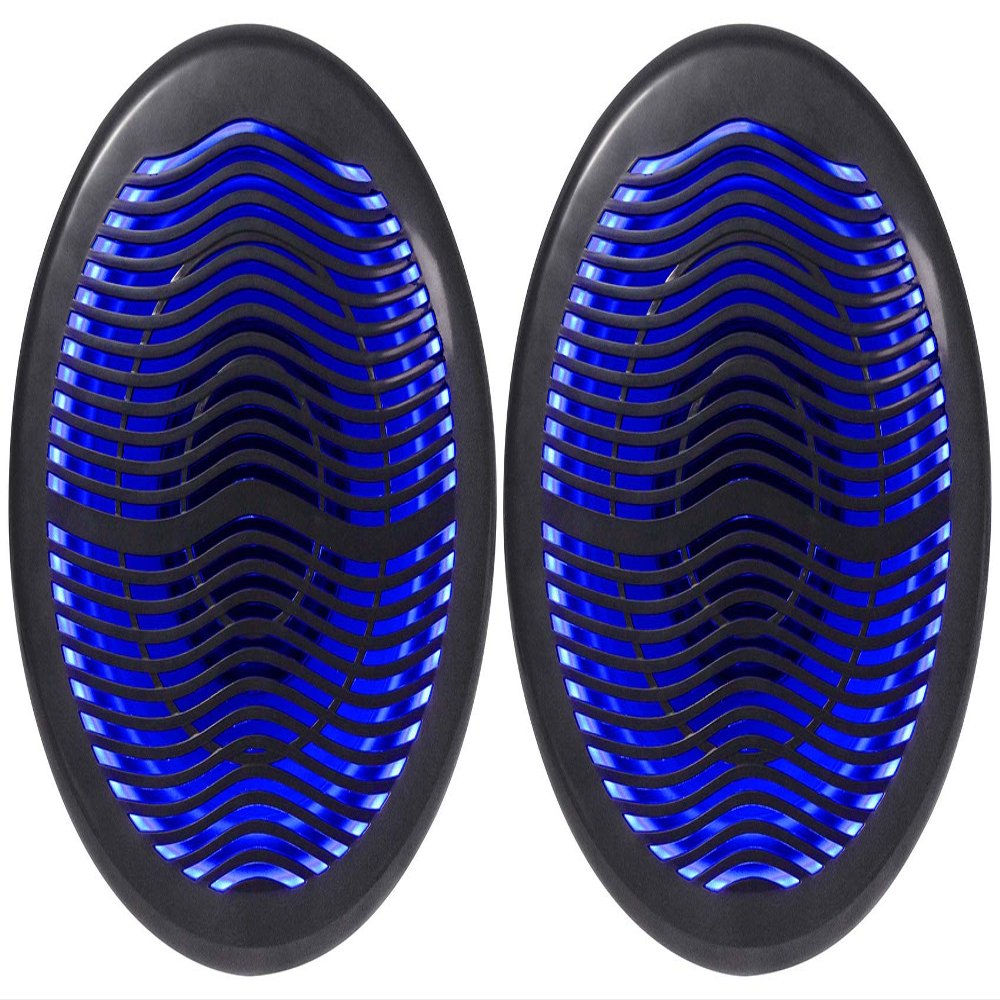 Rockville MS10LB 10" Black Marine/Boat Free Air Subwoofer with LEDs, 2-Pack