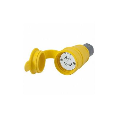 Watertight Devices, Twist-Lock Connector, 20A, 3 Phase 250V AC, 3 Pole, 4 Wire, Thermoplastic elastomer, NEMA L15-20R, Yellow