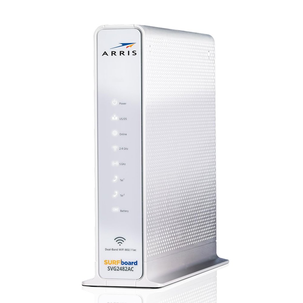 ARRIS SURFboard SVG2482AC DOCSIS 3.0 Cable Modem & AC2350 Wi-Fi Router , Comcast Xfinity Internet & Voice , Four 1 Gbps Ports , 2 Telephony Ports for Digital Voice , Up to 800 Mbps