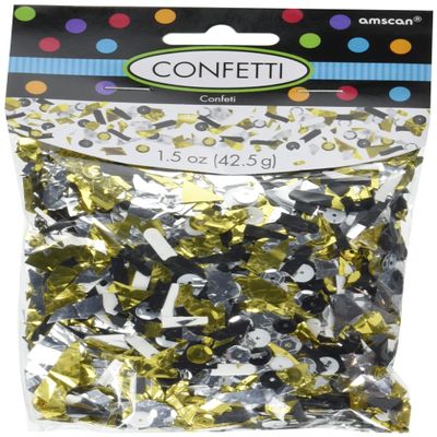 Amscan Mixed Media Confetti | Black, Silver, and Gold | 1 pack | Party Decor