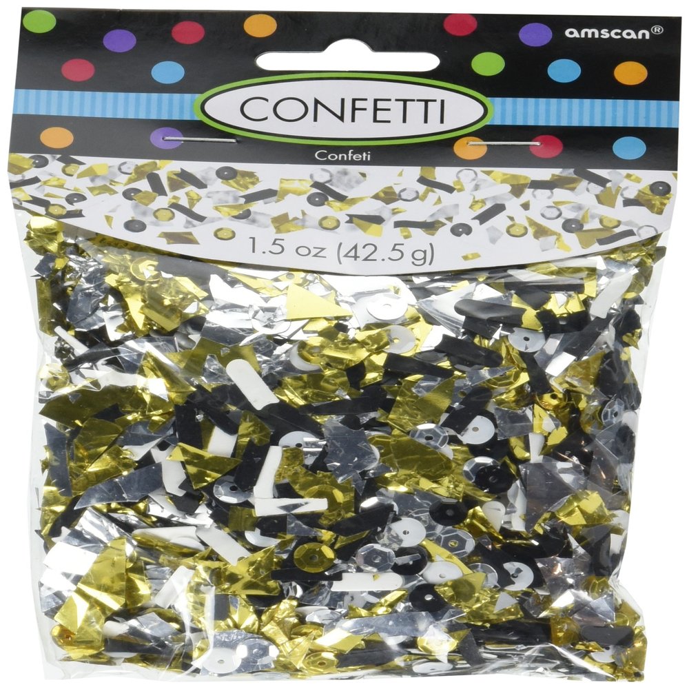 Amscan Mixed Media Confetti | Black, Silver, and Gold | 1 pack | Party Decor
