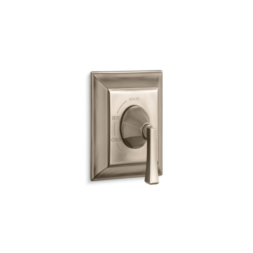 Kohler TS463-4V-BV Memoirs Series Deco Lever Handle, Spout, 2.5 GPM Showerhead Stately Rite-Temp Bath and Shower Valve Trim, Vibrant Brushed Nickel