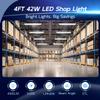 hykolity 4 Pack Linkable LED Shop Light, 4FT 42W [250W Equivalent], 4400lm, 5000K Daylight, with Plug, Utility Light Fixture, Hanging or Surface Mount, White view 2