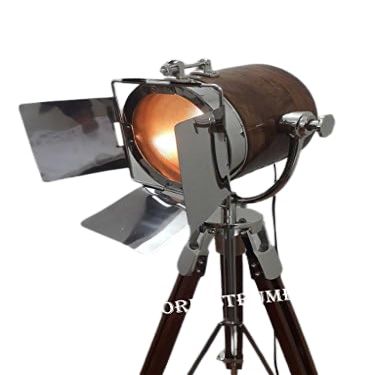 THOR INSTRUMENTS Co.Wooden Spot Searchlight with Tripod Stand Rustic Vintage Home Decor Gifts