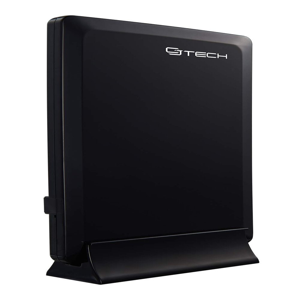 CJ TECH Digital HD TV Antenna - Amplified Powered Indoor Signal Booster Antenna with 2-Way Mounting Bracket, 360 Degree Reception Pattern, Supports Channels HD TV Digital VHF UHF, (Black)