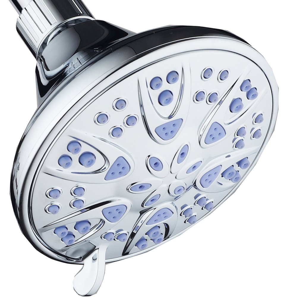 AquaDance Antimicrobial  Anti-Clog High-Pressure 6-Setting Shower Head with Microban Nozzle Protection from Growth of Mold, Mildew & Bacteria for Stronger Shower! 4" Sunset Blue