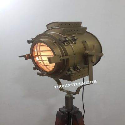 THOR INSTRUMENTS Retro Floor Hand Made Brass Spot Light with Antique Floor Tripod Stand Rustic Vintage Home Decor Gifts