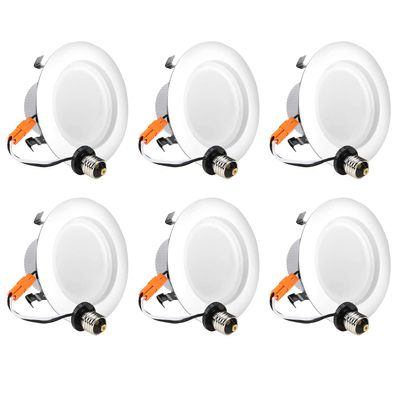 Light Blue USA LB13124 (6-Pack) 4-Inch LED Downlight Retrofit, 10W (75W Equivalent), 2700K Warm White, Dimmable, LED Retrofit Recessed Lighting Kit Fixture, 800 Lumens, ETL-Listed