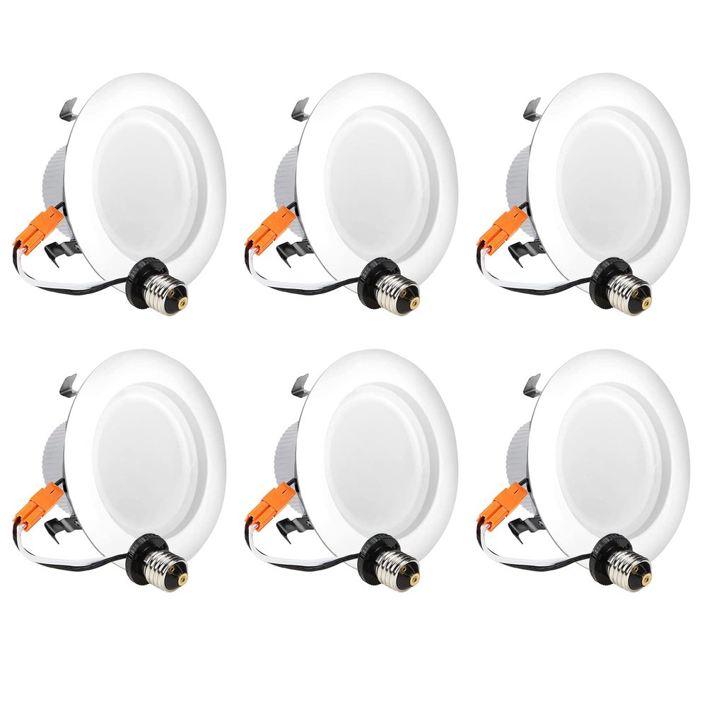 Light Blue USA LB13124 (6-Pack) 4-Inch LED Downlight Retrofit, 10W (75W Equivalent), 2700K Warm White, Dimmable, LED Retrofit Recessed Lighting Kit Fixture, 800 Lumens, ETL-Listed